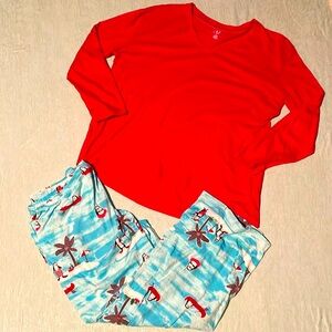 HUE womens Sleep Lounge Pajama pants w/ New Directions Intimates v-neck top NWOT